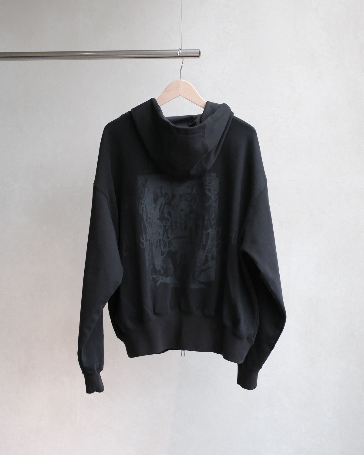 P.A.M. SHAPE SHIFT HOODED ZIP THRU SWEAT BLACK WASH (3888)
