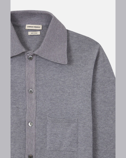 CAMISAS MANOLO LIGHT GREY KNITTED SHIRT ディテール 26023001