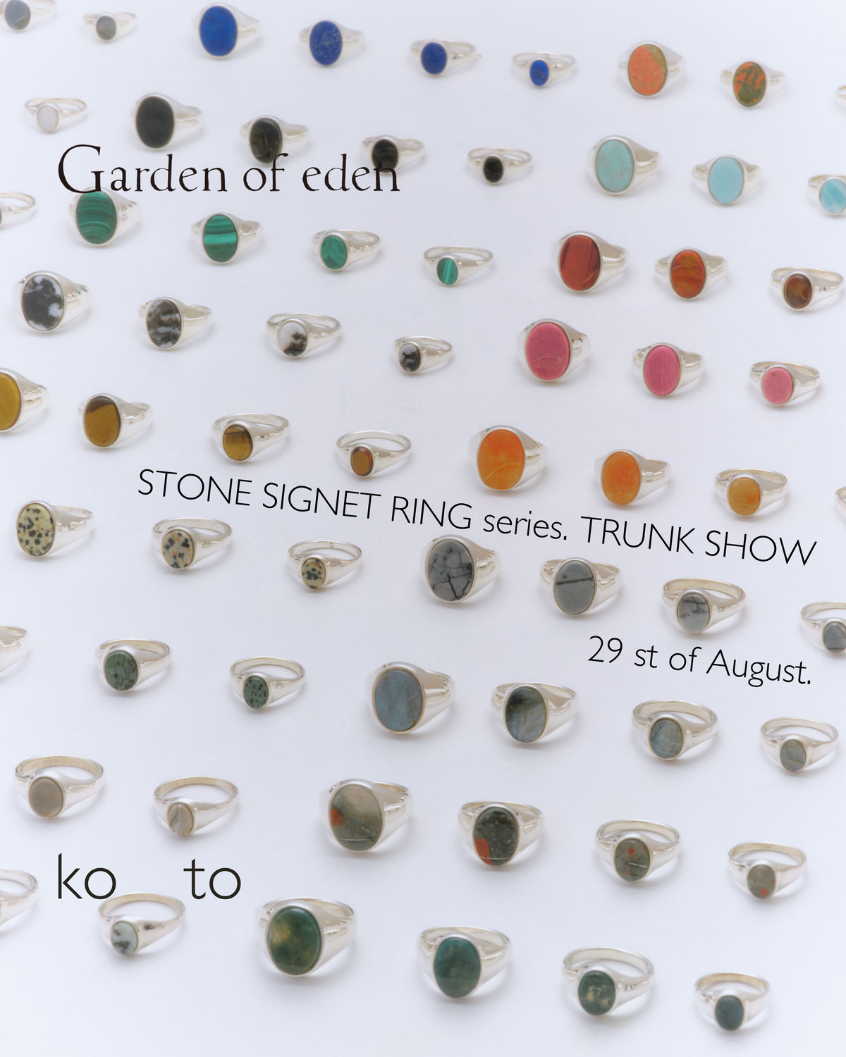 GARDEN OF EDEN — STONE SIGNET RING series TRUNK SHOW
