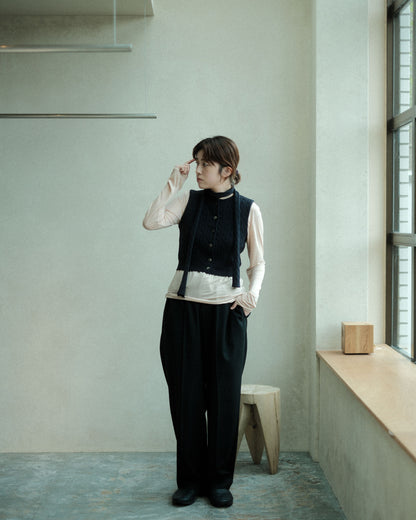 Ernie Palo × TAN Cable Knit Vest with Scarf NAVY (EP11FKN02)