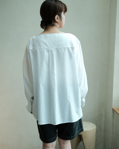 Ernie Palo Volume Sleeve Boat Neck Shirt WHT (EP12FSH04)