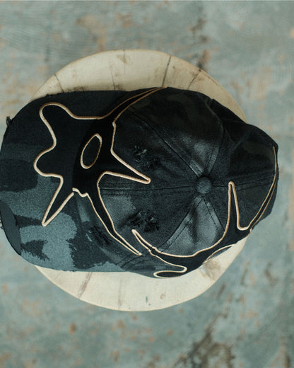 P.A.M. DISTRESSED URCHIN TAG BASEBALL CAP BLACK WASH (10425)