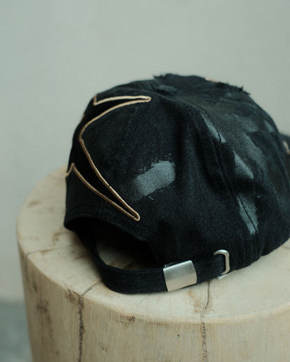 P.A.M. DISTRESSED URCHIN TAG BASEBALL CAP BLACK WASH (10425)