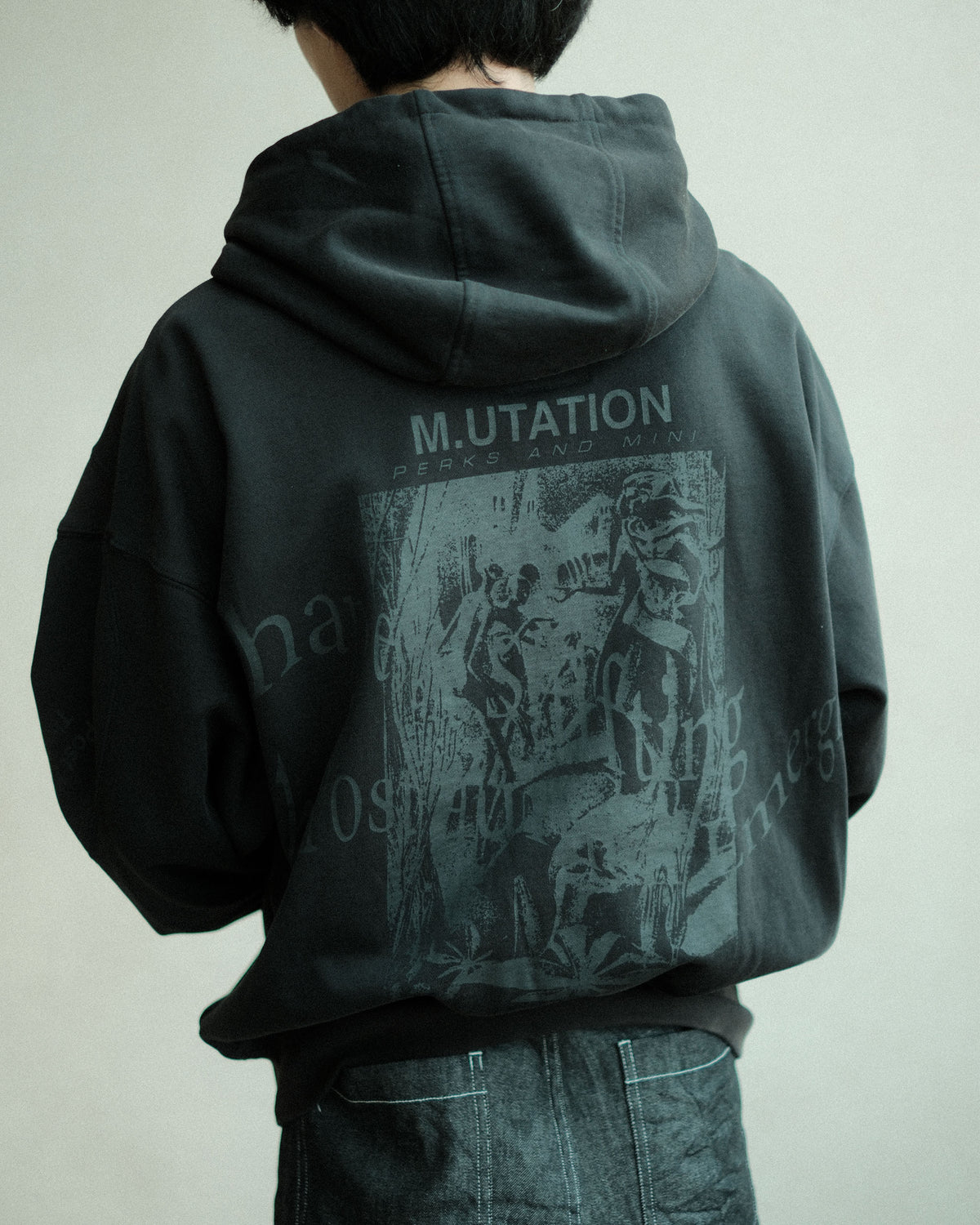 P.A.M. SHAPE SHIFT HOODED ZIP THRU SWEAT BLACK WASH (3888)
