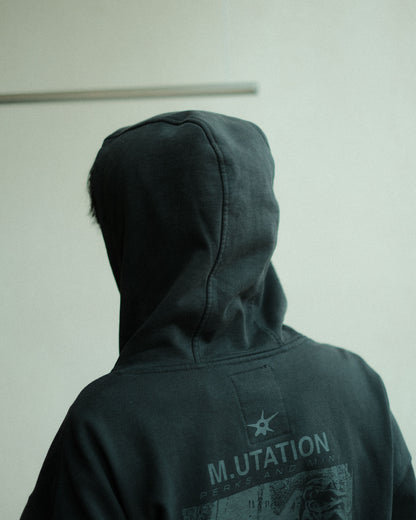P.A.M. SHAPE SHIFT HOODED ZIP THRU SWEAT BLACK WASH (3888)