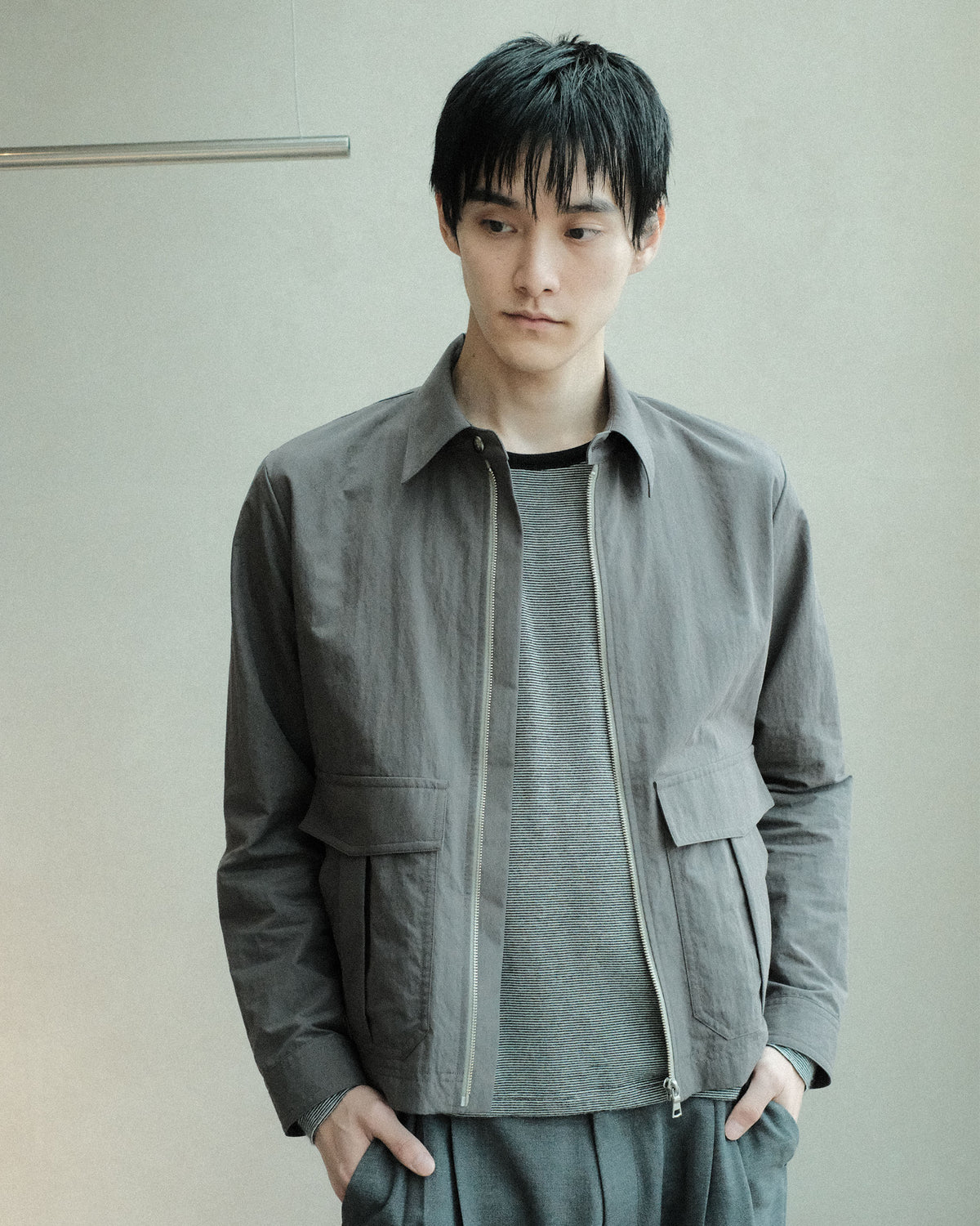 koto Zip Utility Shirt Jacket Grey (KOTO-SH002)
