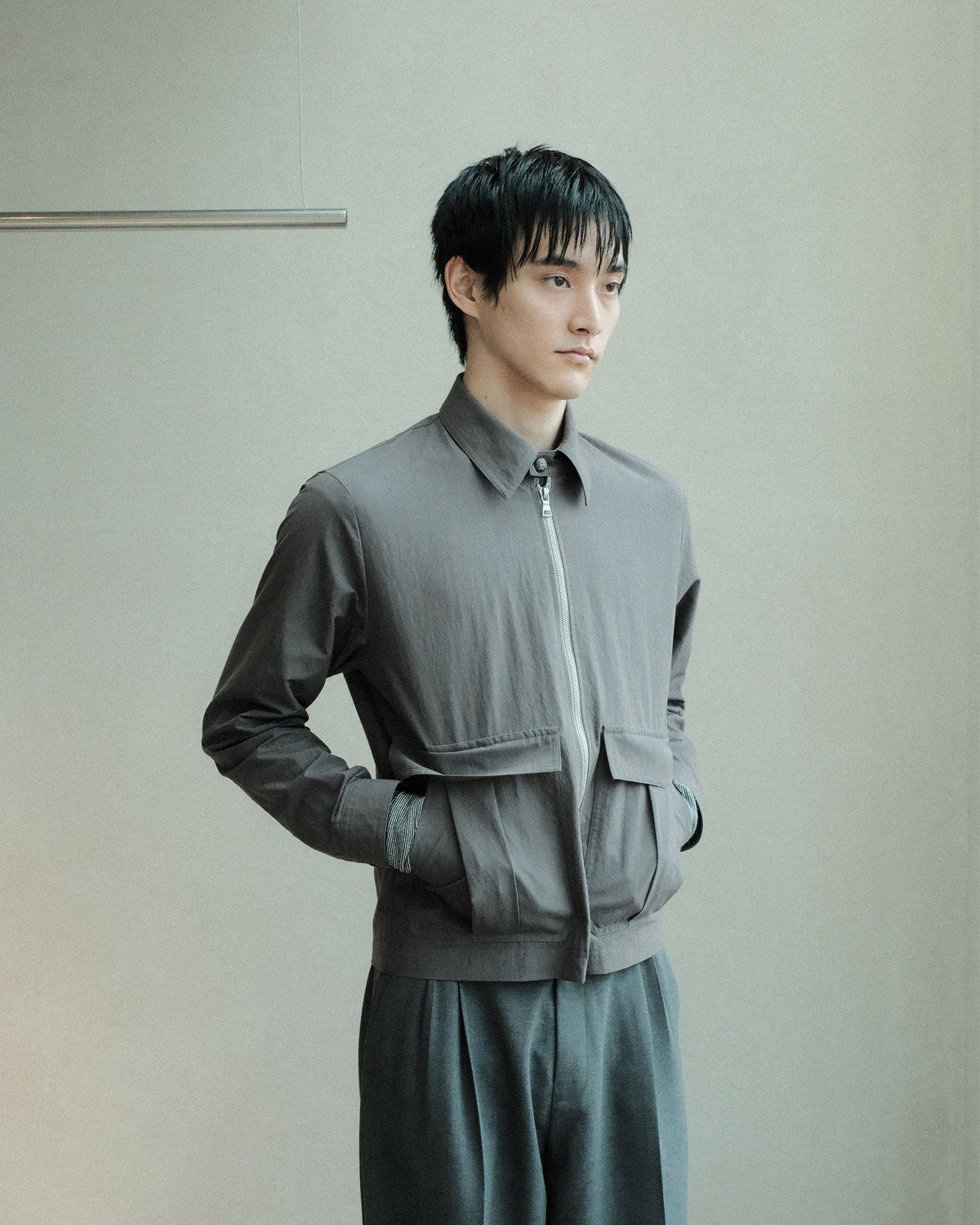 koto Zip Utility Shirt Jacket Grey (KOTO-SH002)