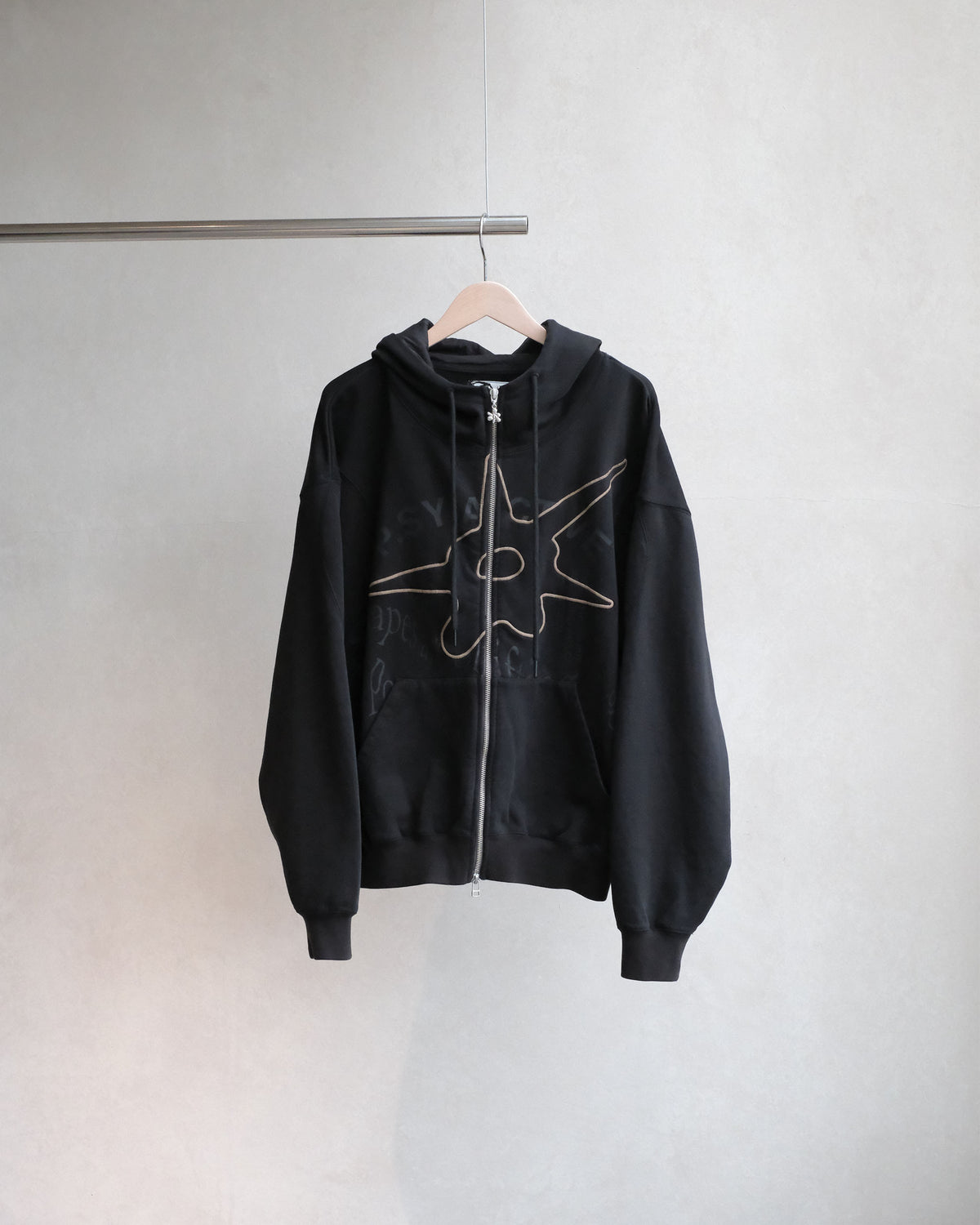 P.A.M. SHAPE SHIFT HOODED ZIP THRU SWEAT BLACK WASH (3888)