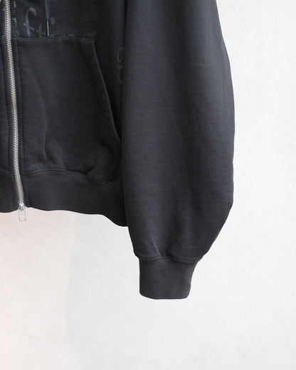 P.A.M. SHAPE SHIFT HOODED ZIP THRU SWEAT BLACK WASH (3888)