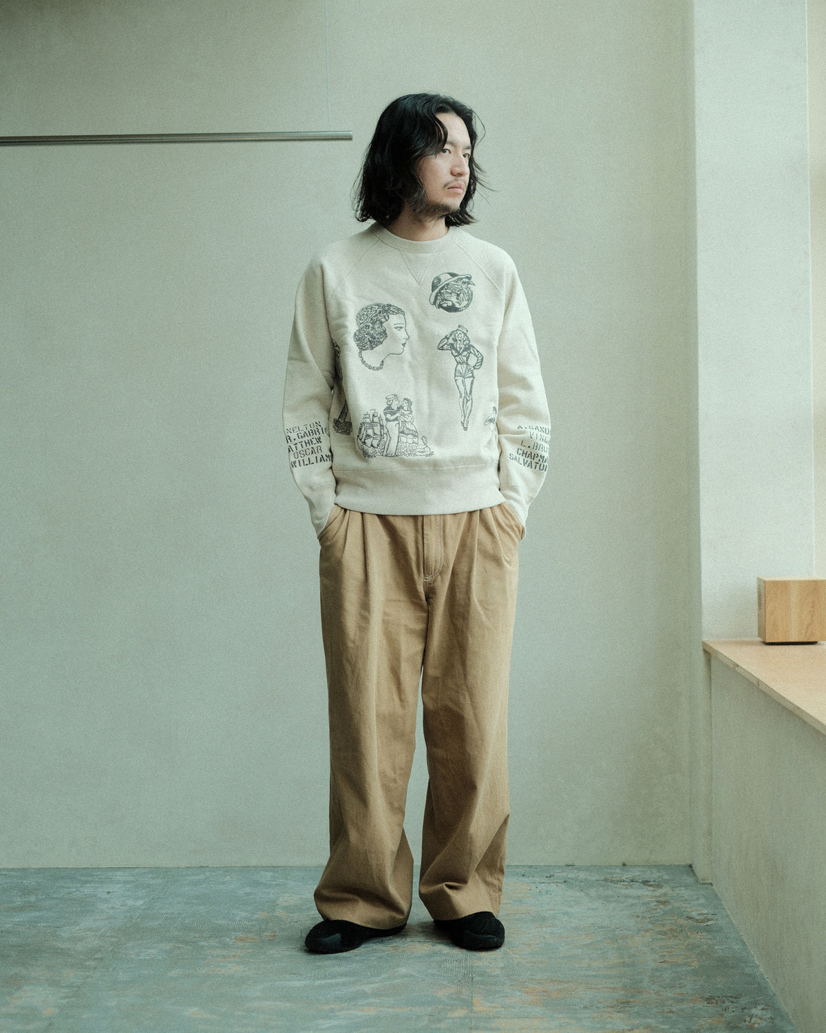 SAMUEL ZELIG Duffle Crewneck Tinted Oatmeal Grey (DFL-FW26-10-FT)