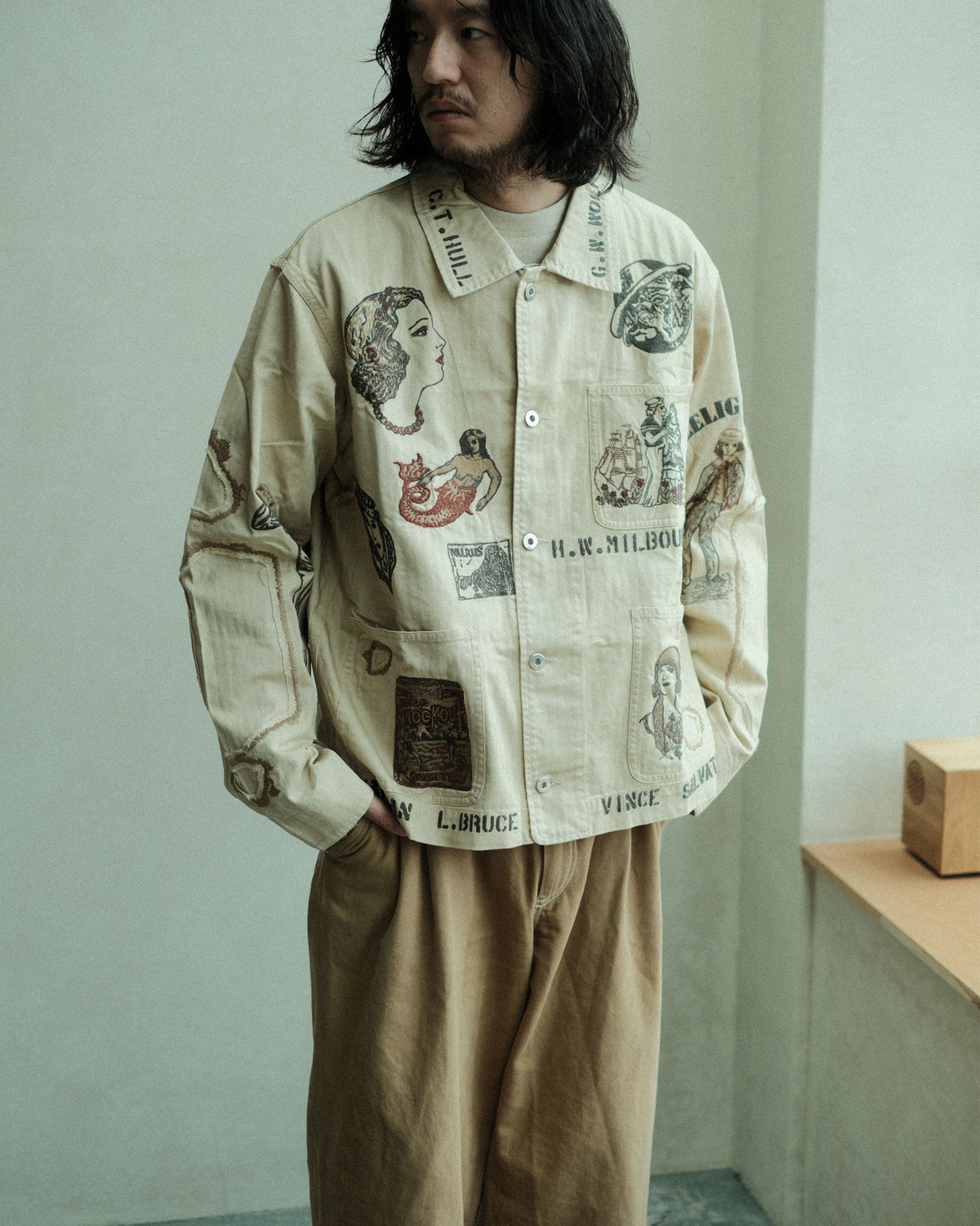 SAMUEL ZELIG Duffle Chore Jacket Faded Beige (DFL-FW26-12-HB)