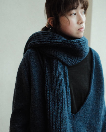 Baserange Mea Scarf Cap Nord Blue 首元の着用詳細