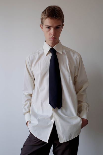 CAMISAS MANOLO PALE YELLOW BLACK STRIPES NORMAL SHIRT 着用イメージ 26020611