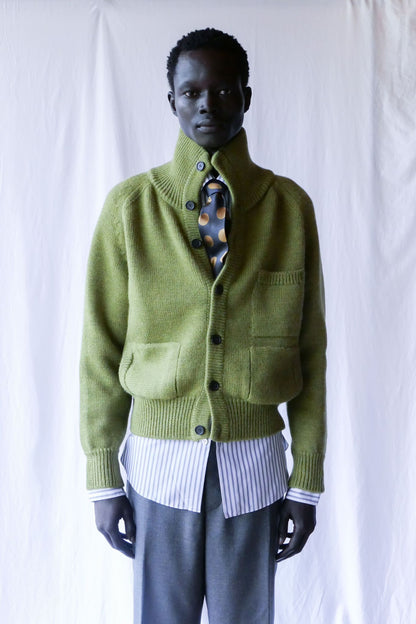 CAMISAS MANOLO AVOCADO GREEN KNITTED JACKET 着用イメージ 26024102