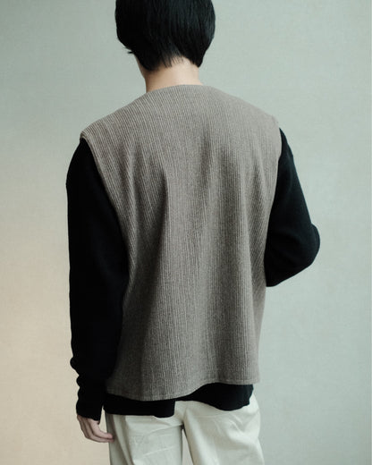 Ernie Palo Wool Corduroy Vest Top Brown EP12VT01 着用背面全体