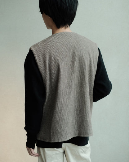 Ernie Palo Wool Corduroy Vest Top Brown EP12VT01 斜め後ろの着用シルエット