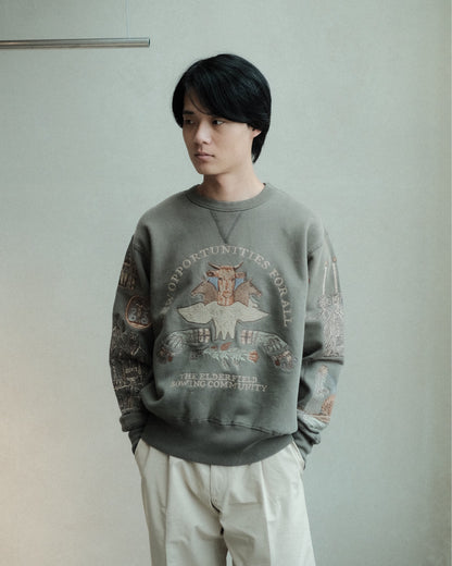 SAMUEL ZELIG Elder Crewneck Dark Sage EL-FW26-9-FT 着用正面全体